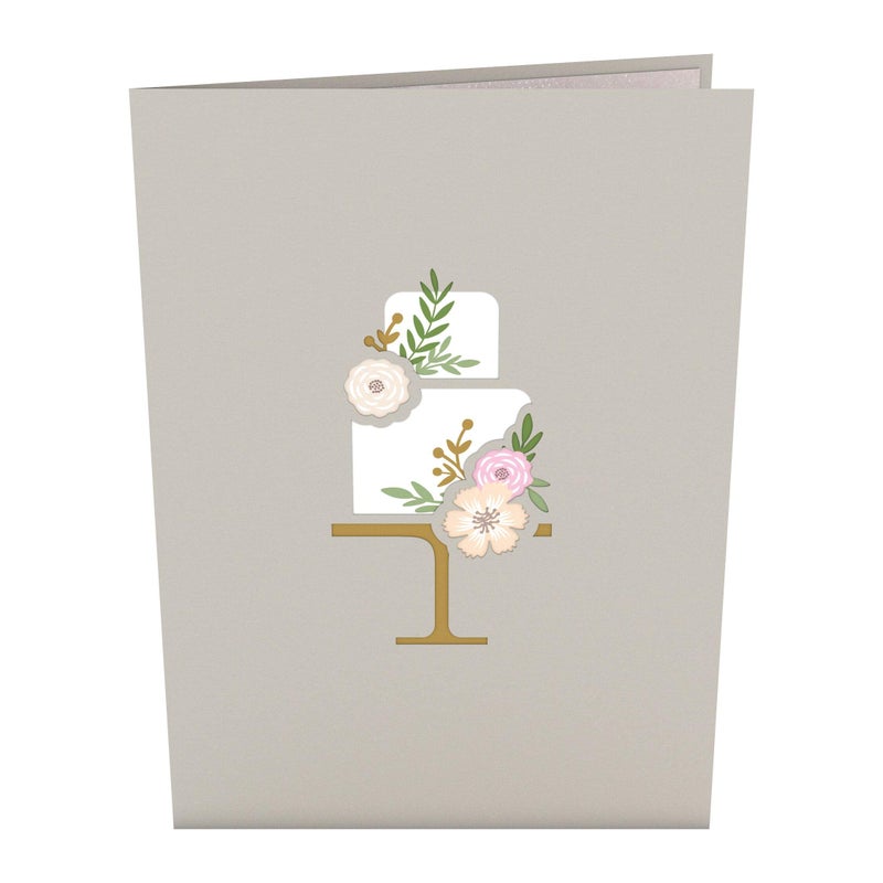 Lovepop Wedding Cake Pop Up Card, 5" W x 7" H, Pink and Green Floral Embellishments, Blank Envelope Included - Image 3